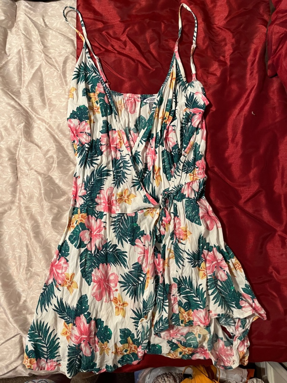 Floral Tropical One-Piece Romper - Pink & Green